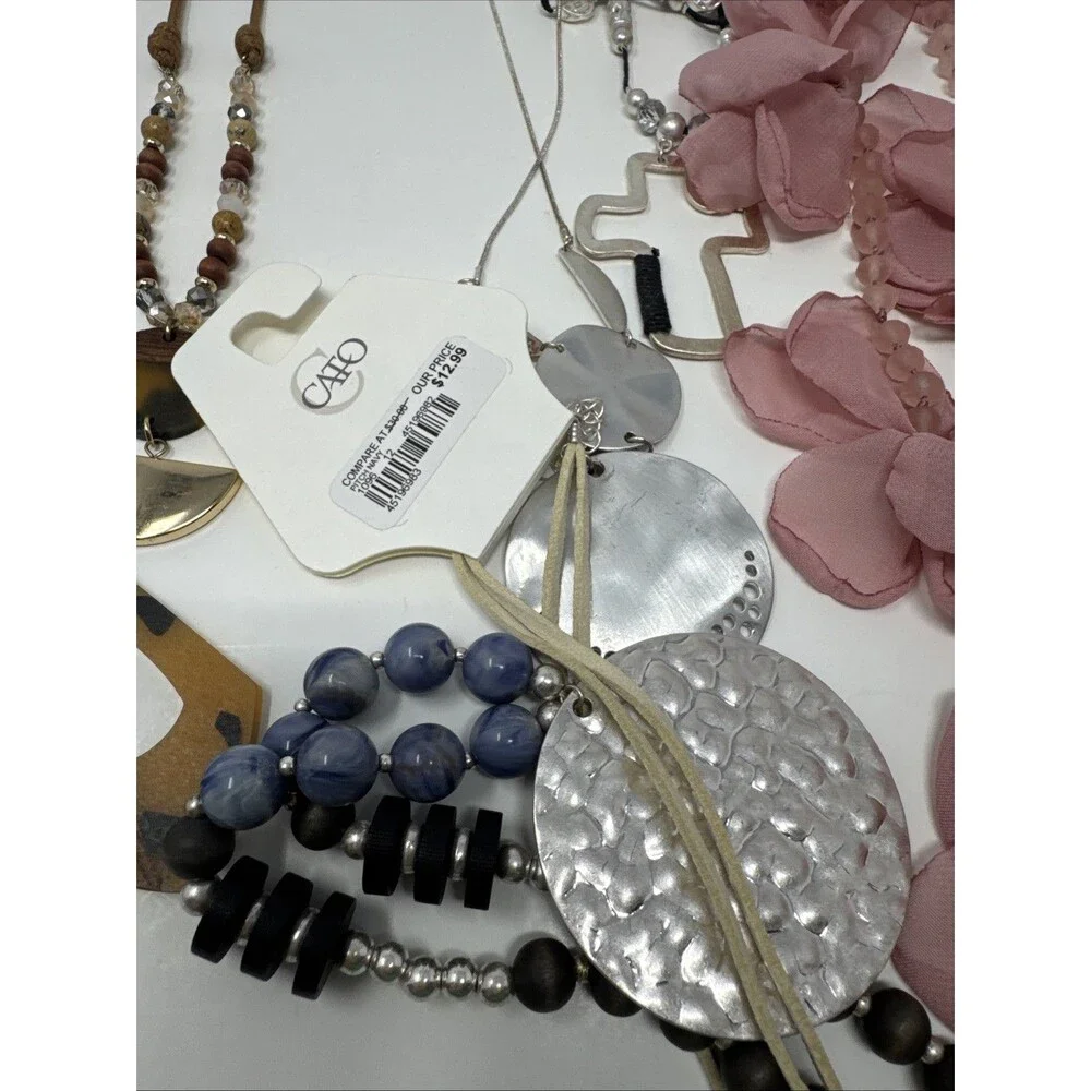 Lot Of 17 Jewelry Necklaces CATO Statement Spring Summer Costume Long Flower